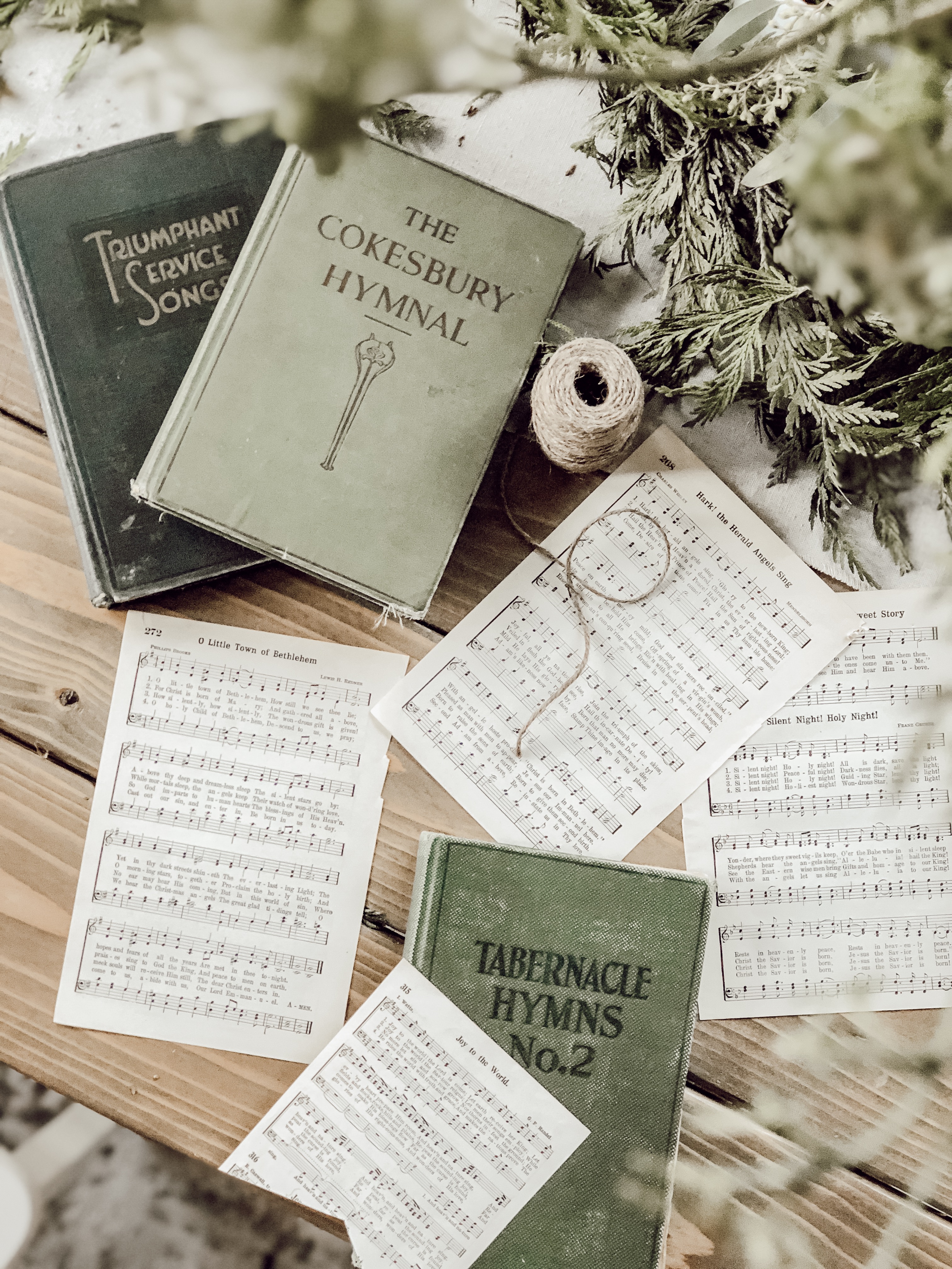 DIY Vintage Hymnal Song Sheet Christmas Tree Ornaments - Rain and Pine